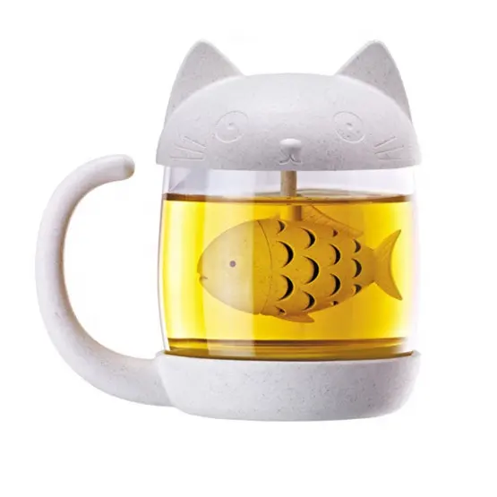 250ml Scimmia Gatto Latte Caffè Tazza Tazza di Acqua di Vetro tazza di Tè Tazza di Succo di Frutta In Fibra di Grano Drinkware Tazza di Tè con Tè di Perdite borsa