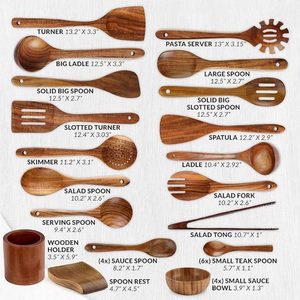 Set <span class=keywords><strong>di</strong></span> Utensili da Cucina in <span class=keywords><strong>Legno</strong></span> <span class=keywords><strong>di</strong></span> Faggio e Teak, Spatole, Mestoli e Cucchiai Spessi per Cucinare - Product Image 1