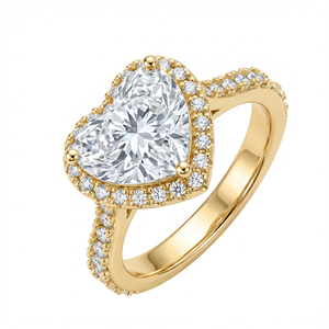 <span class=keywords><strong>Bague</strong></span> halo pour <span class=keywords><strong>femme</strong></span> en <span class=keywords><strong>or</strong></span> massif 14 carats avec diamant de laboratoire certifié en forme de cœur de 3 carats - Product Image 4