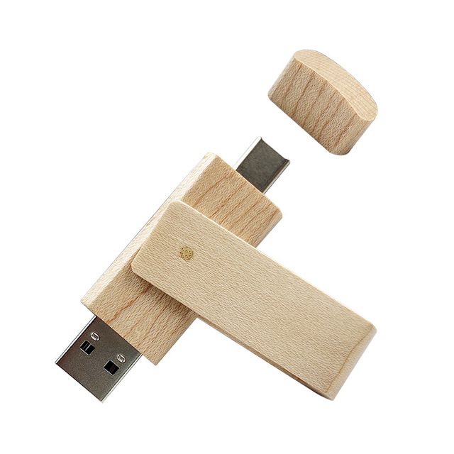 High Speed 64G Type C Wooden/Bamboo USB 3.0 Flash Drives Customized Laser Printing Logo for