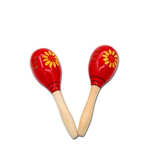 Maracas en bois rouge Montessori, jouets musicaux éducatifs pour bébé, instrument de percussion Orff - Product Image 2