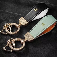 Nouveau porte-clés coloré, simple et écologique en alliage de zinc et cuir PU pour voiture, anti-perte, accessoires haut de gamme, vente en gros