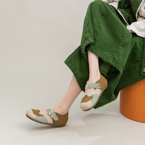 รองเท้าลำลองหนังวัวหลายชั้นหลากสี น้ำหนักเบาและใช้งานได้หลากหลาย สวมใส่สบายสำหรับทุกวัน รองเท้าลำลองสไตล์เรโทรสำหรับผู้หญิง - Product Image 2