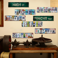 Juego de Letreros Metálicos con Nombre de Calle Estilo Placa de Matrícula Vintage, Decoración Retro para Pared del Hogar, Bar o Cuarto de Hombre