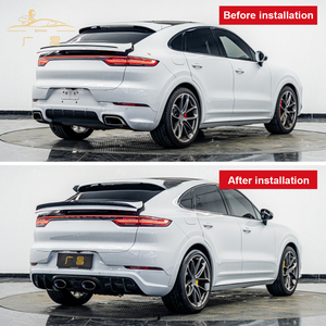 PINDUN Turbo GT Style Dry <strong>Carbon</strong> <strong>Fiber</strong> Polished Finish 3M Tape Installation Rear Trunk <strong>Spoiler</strong> for 2018-2023 Porsche Cayenne - Product Image 3