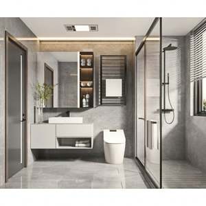 Meubles de salle de bain sur mesure, armoires murales, hôtel, luxe, marbre, meuble flottant, lavabo rustique, lavabo en céramique, salle de bain - Product Image 4