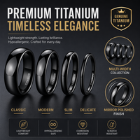 POYA Unisex Klassischer Kuppelring aus Titan 2mm-8mm Schlicht Schwarz Poliert Glattes Design für Hochzeit Verlobung Brautparty
