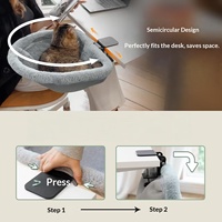Lit pour chat à fixer sur le bureau, perchoir pour chat pivotant à 360 degrés, lit suspendu en peluche semi-circulaire pour économiser de l'espace, pour la maison et le bureau