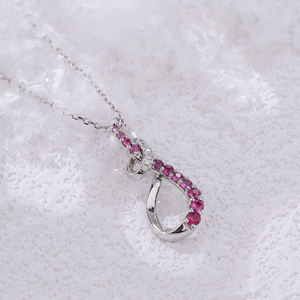 Venta caliente 18K oro blanco diamante Natural Rosa zafiro joyería colgantes buena calidad fina forma de cruz deslumbrante regalo GIA - Product Image 2