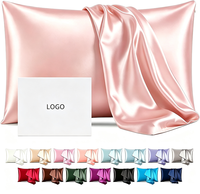 Taies d'oreiller en satin de soie de luxe avec logo personnalisé, housses de taie d'oreiller en satin de soie de luxe avec broderie logo