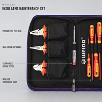 WEIDA – Lot de 10 tournevis isolés VDE 1000 V et kit de pinces, ensemble d'outils à main isolés pour travaux électriques haute tension