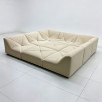 Ensemble de canapés modulaires de style Dune avec design carré inclinable - Canapé en tissu rembourré d'éponge pour les zones de jeux des enfants, les salons familiaux