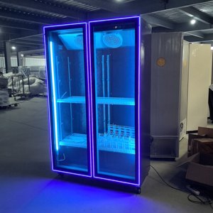 Réfrigérateur commercial à deux portes vitrées, vitrine réfrigérée verticale pour boissons avec verre anti-buée pour les magasins de proximité et les restaurants - Product Image 3