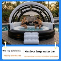 Glissade aquatique gonflable en PVC pour extérieur avec filet, canapé de piscine, table flottante pour fête, lit de relaxation et parasol
