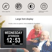 Bingkai Foto Digital 7 Inci dengan Jam Kalender Abadi Video & MP3 Layar IPS Lampu Latar LED Tahan Lama Colokan AS Visibilitas Tinggi