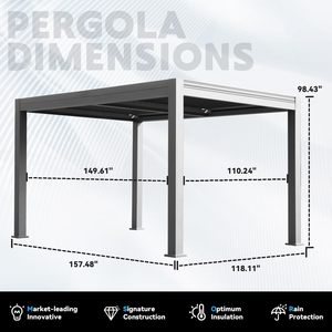 Pergola rétractable électrique 10x13, pergola motorisée à lames orientables en aluminium, 2 lames réglables indépendantes - Product Image 3
