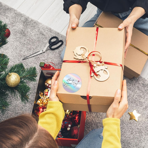 ป้ายสติกเกอร์ติดโลโก้ทรงกลมกันน้ำพิมพ์ลายกำหนดได้เองฉลากสีเงินออกแบบได้เองสำหรับป้ายขอบคุณ/ป้ายอวยพร - Product Image 4