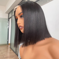 Perruque Courte Bob 99j Colorée de Luxe en Cheveux Humains Brésiliens Raides et Ondulés 13x4 2x6 pour Fermeture en Dentelle 10A Vierge pour Perruque Noire
