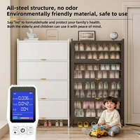 Élégante armoire à chaussures en métal avec porte rabattable et plateau inférieur pour collection de chaussures, meuble à chaussures en métal