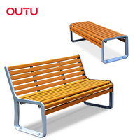 Teak Aluminum Metal Bench Chair