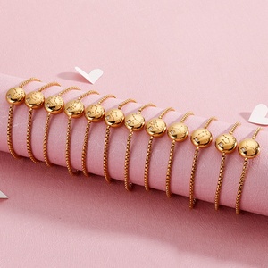 Custom Round Shape Stainless Steel Link Chain Crystal Zodiac <b>Adjustable</b> <b>Bracelet</b> Women - Product Image 2