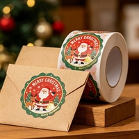 Pegatinas de Papel Artístico con Textura Navideña - Etiquetas de Sello Vintage Certificadas con Lámina Dorada para Sobres y Cajas de Regalo