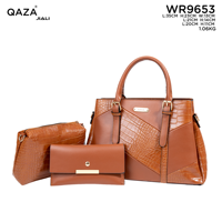 Sacs à main pour femmes en cuir PU grainé, ensemble 3 en 1, durable, multifonctionnel, sac à main QAZA pour femmes, ensemble de sacs fourre-tout