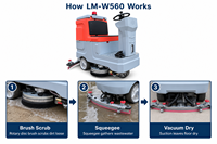 LM-W580 Nouvelle autolaveuse autoportée à batterie, brosse en nylon et fil d'acier, 3000m²/h, nettoyage industriel intensif