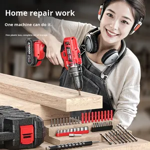 مجموعة أدوات كهربائية محمولة متعددة الاستخدامات تشمل مفك براغي ومثقاب تأثيري لاسلكي بقوة 18-21 فولت مع ضمان لمدة سنة - Product Image 2