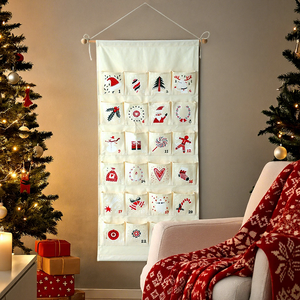Décoration murale personnalisée <span class=keywords><strong>en</strong></span> toile pour compte à rebours de Noël avec sac de rangement, décoration festive pour les fêtes - Product Image 1