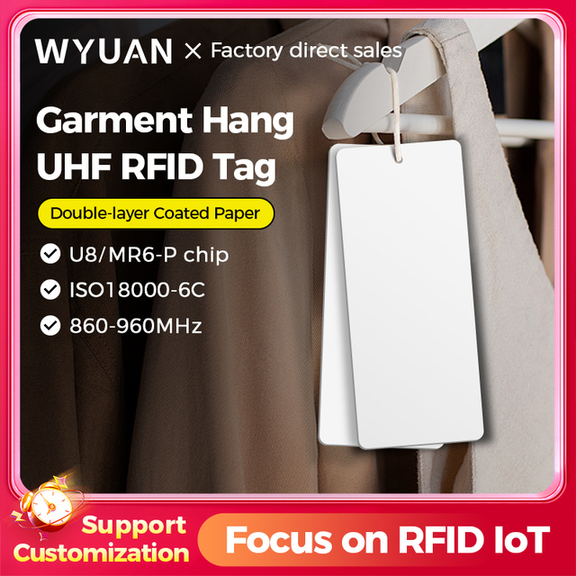 860-960MHz UHF RFID Garment Hang Tags Passive Clothing Anti-Theft Label Support Custom Printing for Apparel Stock Management