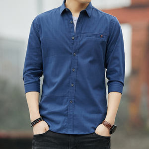 Camisa personalizada de alta calidad para hombre, casual Camisa cómoda con cuello vuelto, hombro caído, 100% algodón, color blanco múltiple - Product Image 3