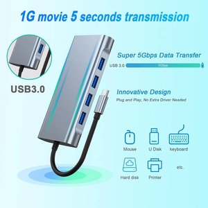 Oem 11 trong 1 <span class=keywords><strong>USB</strong></span> Type-<span class=keywords><strong>C</strong></span> Hợp kim nhôm HDTV VGA hỗ trợ TF/SD 3.5mm AUX Adapter USB3.0 Docking Station Hub cho PC máy tính xách tay - Product Image 6