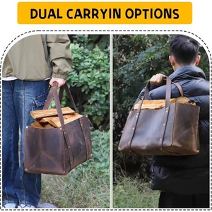 Free Sample Large Canvas <b>Log</b> Tote Firewood Bag Carrier Indoor Fireplace Firewood Holder <b>Rack</b> Conveyor Carrying for Outdoor - Product Image 2