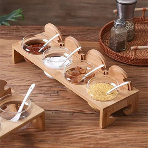 Glass Spice <b>Jar</b> With Wooden Lid And Spoon <b>For</b> <b>Kitchen</b> Condiment <b>Storage</b> - Product Image 2