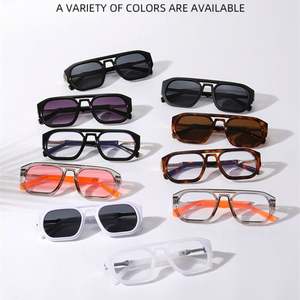 Lunettes de soleil polygonales punk vintage 2025 personnalisées avec logo, double pont, carrées, pour hommes et femmes, protection UV400 - Product Image 3