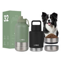 Botella de agua de doble compartimento de acero inoxidable 304, termo portátil con asa para exteriores para mascotas, producto transfronterizo automático y sólido