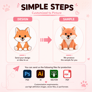 Peluche personnalisée OEM de haute qualité, super douce, avec personnage de renard de dessin animé mignon brodé, pour enfants - Product Image 2