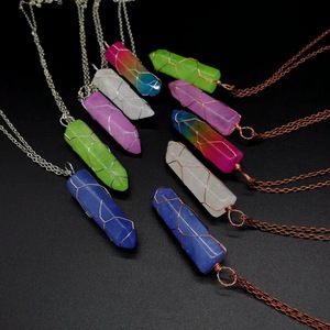 Gran oferta, collar de columna de cristal Hexagonal con regla de corte de piedra Natural de cristal Natural enrollado a mano, collar sinfónico Chapado en Color - Product Image 1