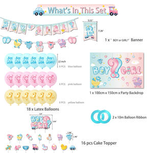 Set de Decoración para Fiesta de Revelación de Género - Guirnalda Niño o Niña, Fondo, Globos, Adorno para Pastel, Artículos para Fiesta - Product Image 3