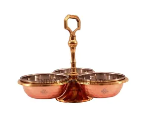 Copper Pickle Set Of 3 Bowl Compartments Steel Copper Pickle Set Of 3 Bowl Compartments Supplier & Manufacturer