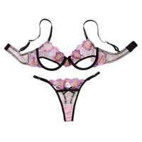 Soutien-gorge féminin sexy et romantique brodé de fleurs, ajouré, style Pure Desire