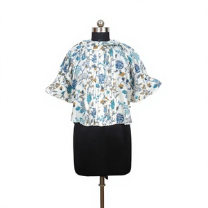 Vestido Mini de Verano para Mujer, Estilo Indio, 100% Algodón, Corte en A, Estampado Floral, Manga Corta, Cuello Redondo, Transpirable, Ecológico, Ajuste Holgado - Product Image 1