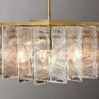 Lustre Moderne Linéaire en Verre Rectangulaire Long pour Cuisine, Salle à Manger et Villa – Suspension Tambour Superposée