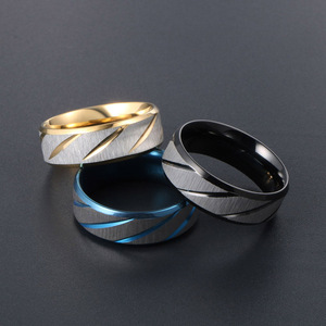 แหวนผู้ชายเหล็กไทเทเนียมสองสีสีน้ำเงินที่ไม่เหมือนใคร ดีไซน์ทรงเรขาคณิต SA535 เครื่องประดับของขวัญ - Product Image 4