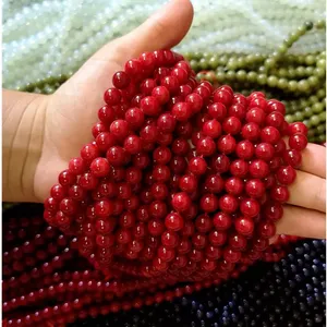 Venta al por mayor, precio barato, alta calidad, 4-8mm, cuentas de <span class=keywords><strong>jade</strong></span> rojo, cuentas sueltas de piedras preciosas para la fabricación de joyas - Product Image 2