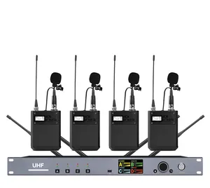 ميكروفون رأس لا سلكية مهني بتنوع حقيقي UHF بأربع قنوات للغناء في الخارج