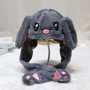 Chapeau en peluche brodé à oreilles de lapin mobiles, unisexe, avec doublure en maille, pour femmes, enfants, filles, garçons, cadeau de Noël - Product Image 5