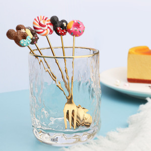 Creative Macaron Dessert Spoon and Fork Donut Bonbon Cake Fork Coffee Spoon Stainless Steel Spoon