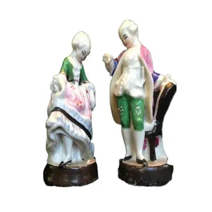 โบราณเก่ามากภาษาฝรั่งเศสคำคู่ปัญญาเก่าเฮ้าส์ Porcelain Figurines